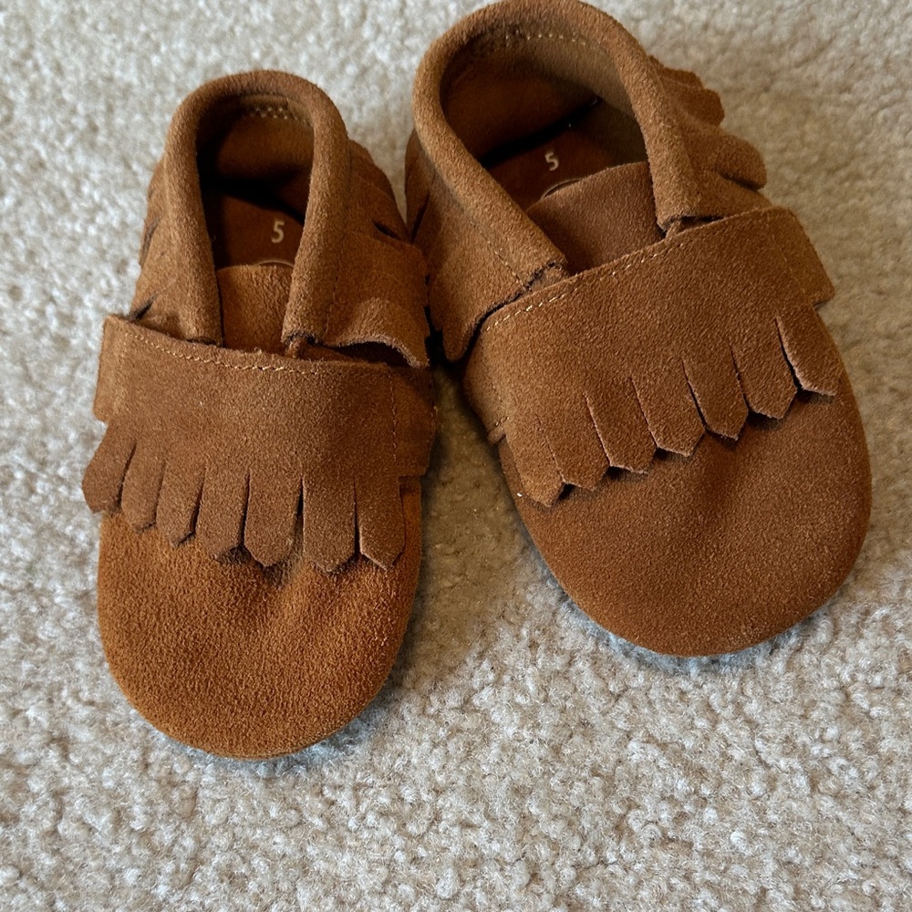 Wonder Nation Brown Moccasin Kids Shoes with Fringe